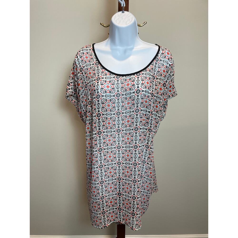 Daniel Rainn for Anthropologie Sheer Chiffon Boho Pattern Top Size 2X NWT